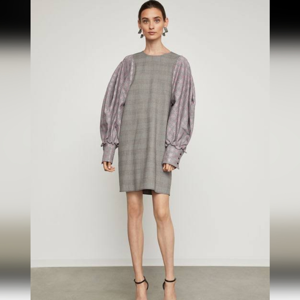 BCBGMaxAzria Houndstooth Plaid Long Shiftdress